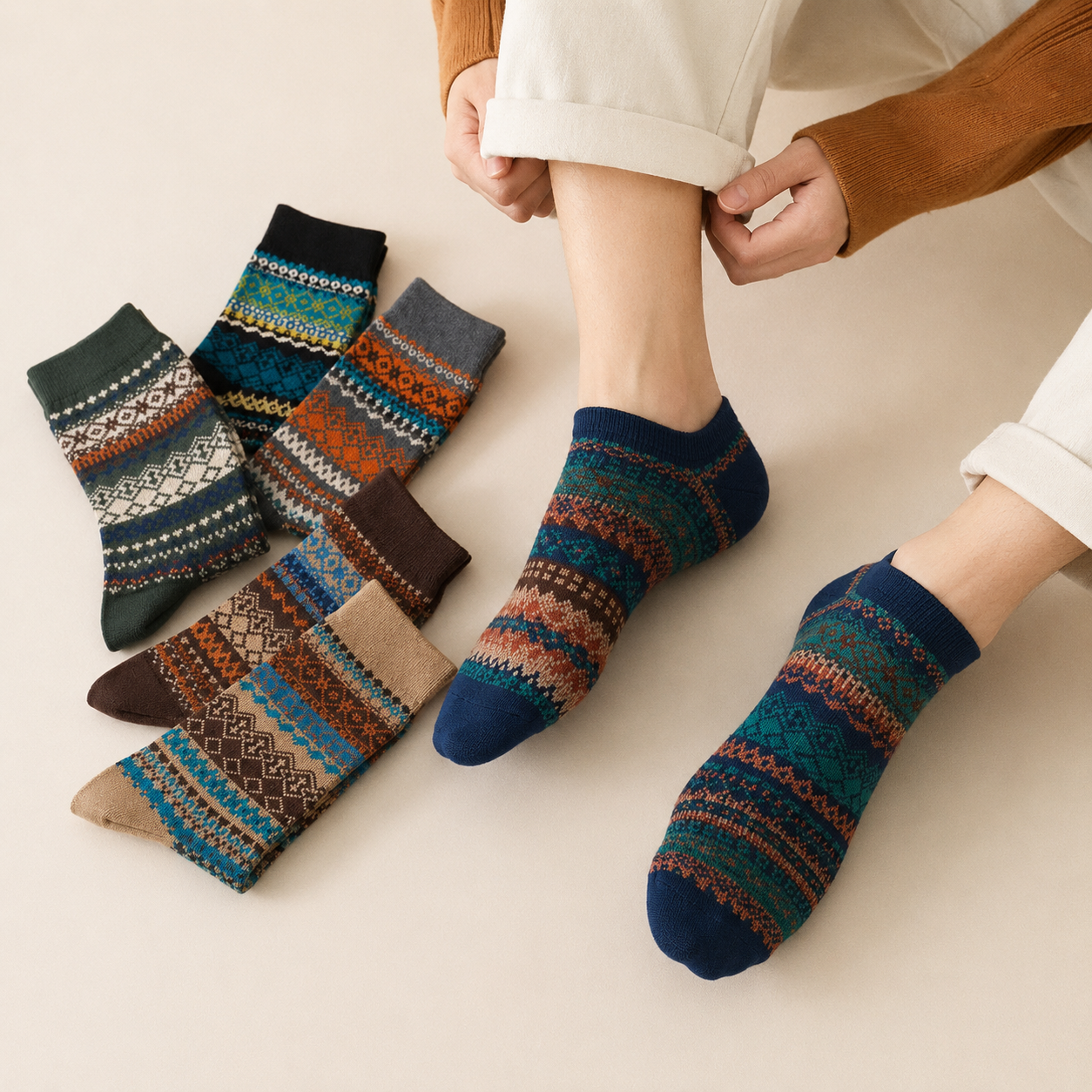 Sleen Edition Vinatge Style New Soft All Season Socks