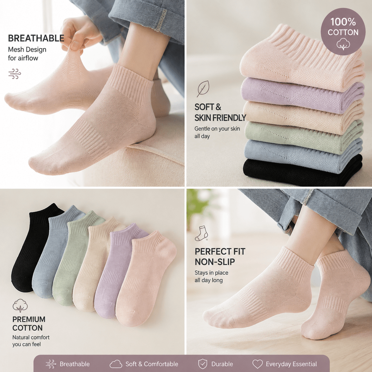 ALL Bamboo Vintage Style New Soft All Season Socks