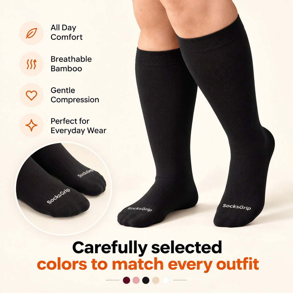 Bamboo Wide Compression Socks ( Pack of 2)