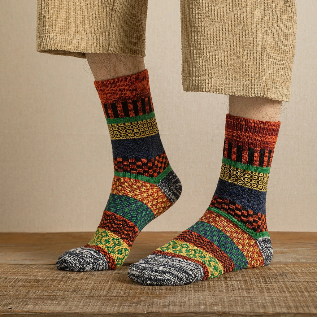 Sleen Vinatge Style Winter Knitting Warm Wool Crew Socks