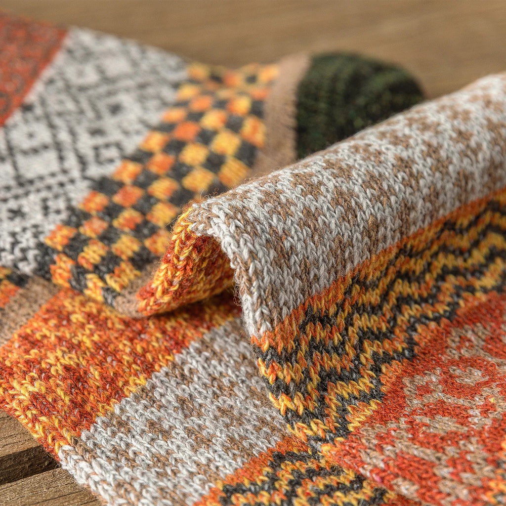 Sleen Vinatge Style Winter Knitting Warm Wool Crew Socks