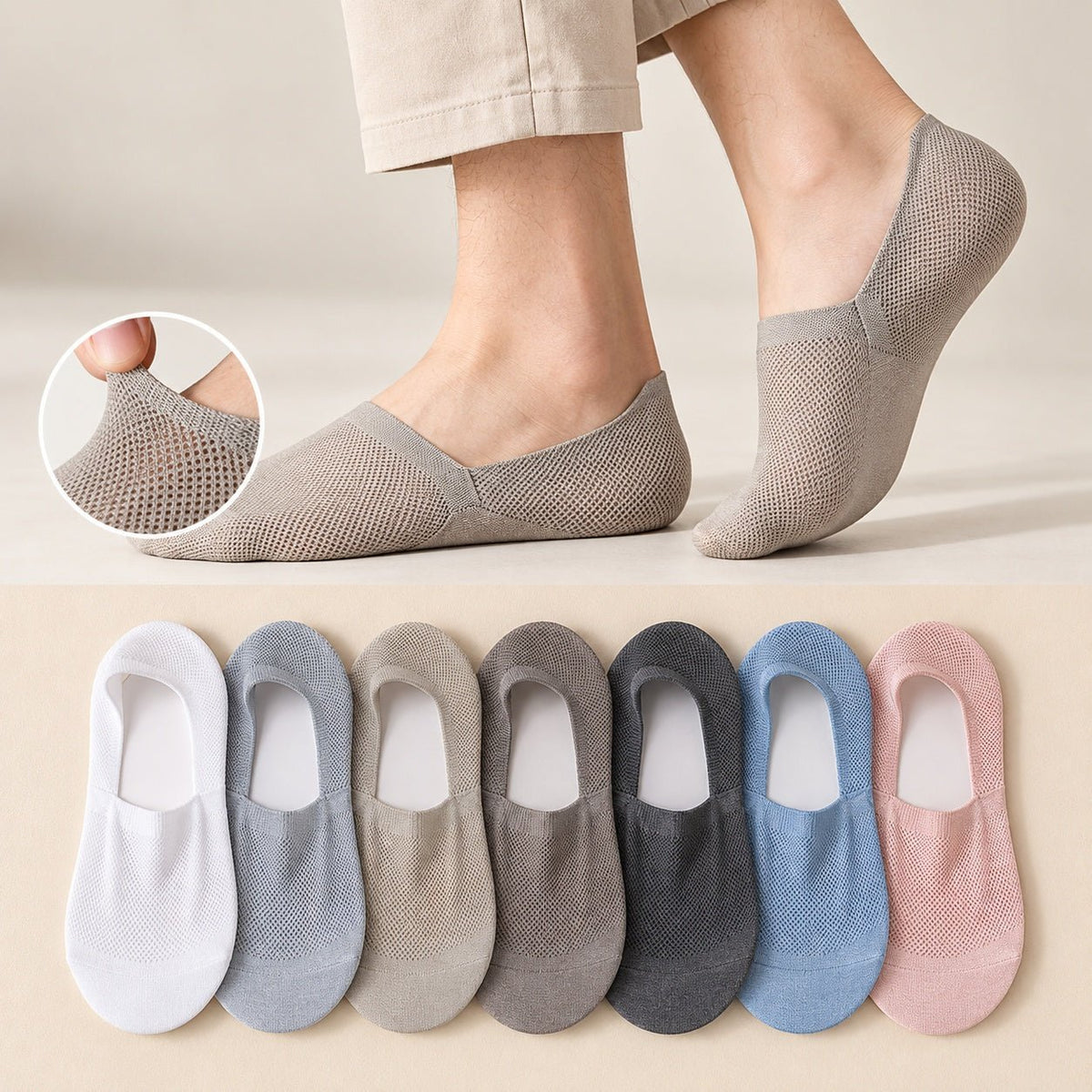 Premium Breathable Reinforced No-Show Socks