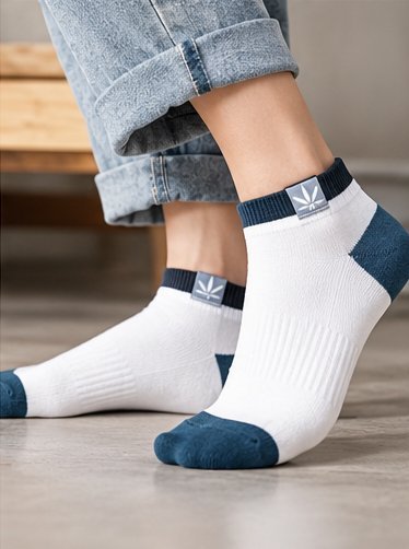 Cady design socks worn on feet